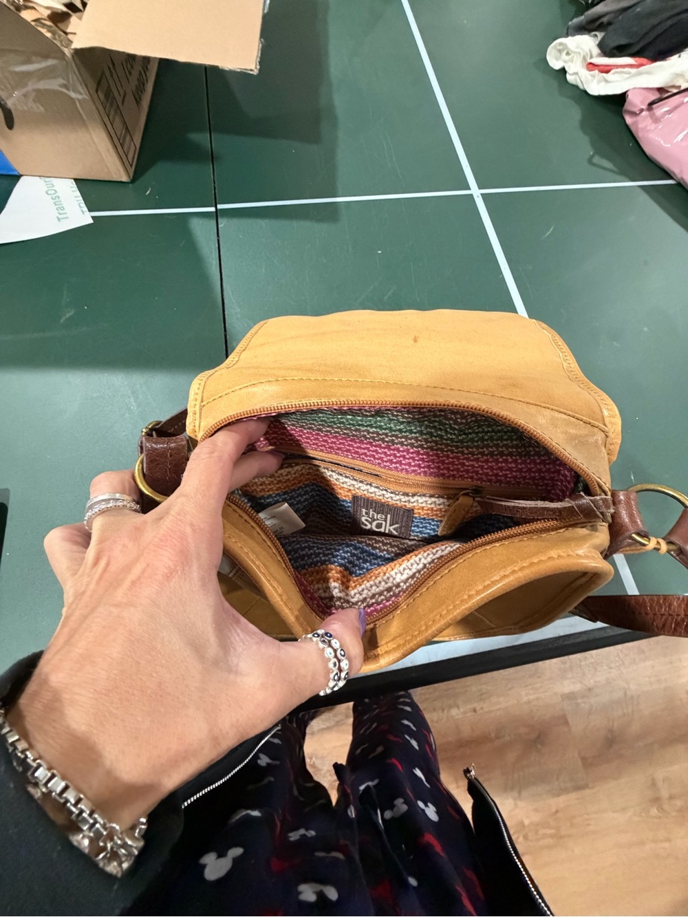 The Sak Tan and Brown Leather Crossbody Saddle Bag - Picture 3 of 3